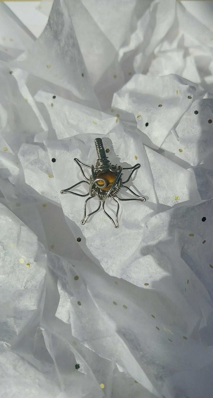 Silver Tiger’s eye flower pendant