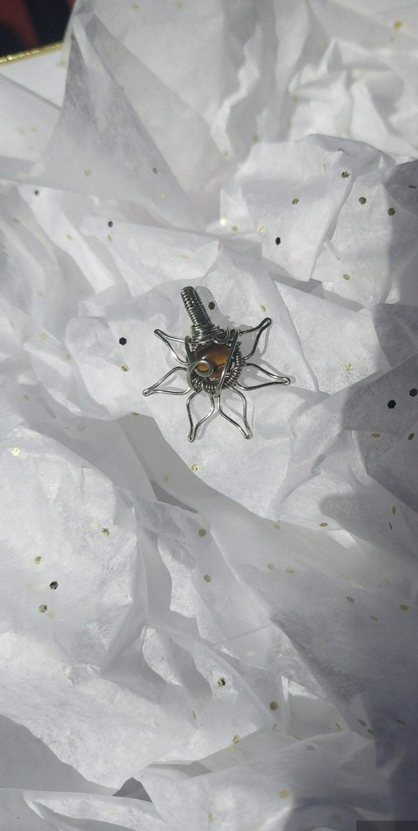 Silver Tiger’s eye flower pendant